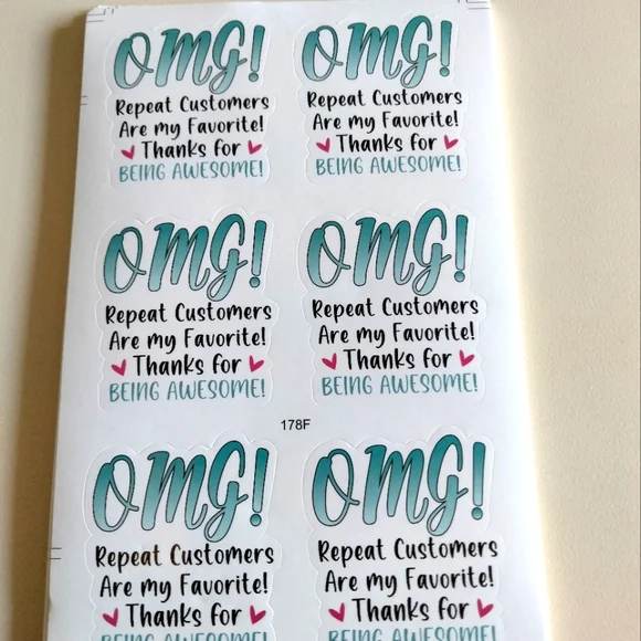 60 Pcs- OMG! Repeat Customer Appreciation Stickers 1.6" x 1.8" - Picture 3 of 4